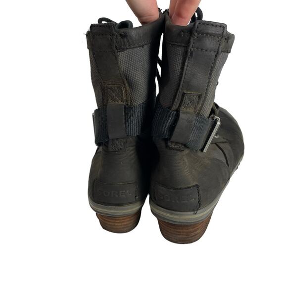Sorel Boots Womens 6 Slimboot Mid Calf Canvas Leather Black Rugged Winter - Picture 4 of 10